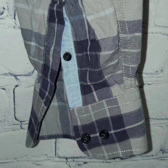 Tommy Hilfiger Custom Fit Purple & Gray Plaid Casual Button Up Shirt Mens Size L - Picture 6 of 11